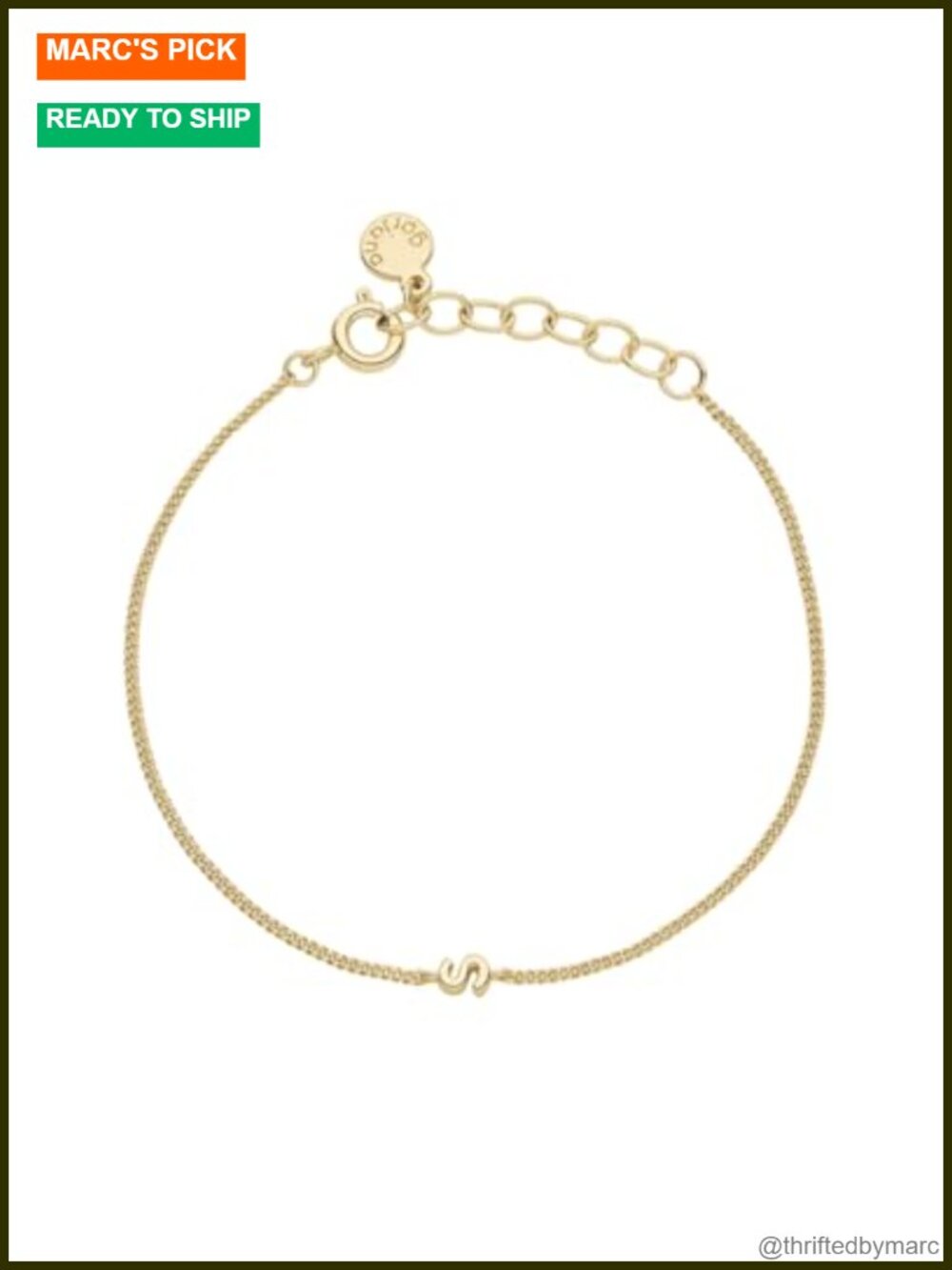 18k Gold Plated Mini Alphabet Bracelet Personalized Initial Link